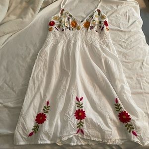 Embroidered flower babydoll dress